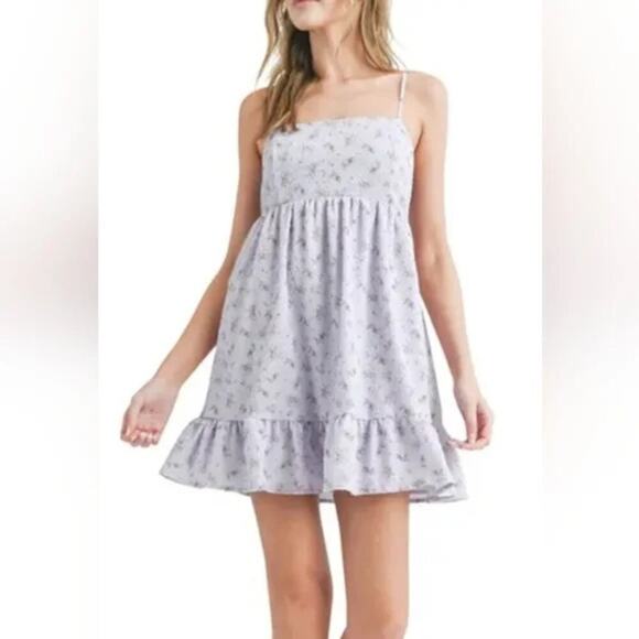 ✨ All in Favor Spaghetti Strap Mini Dress – Ruched Back | Lavender | Small | NWT - Picture 1 of 6